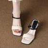 Fashion Fashion Lightweight Slip Strap Sandal Temperament Soft Sole Square Toe New Summer Color Block Non-slip High Heels
