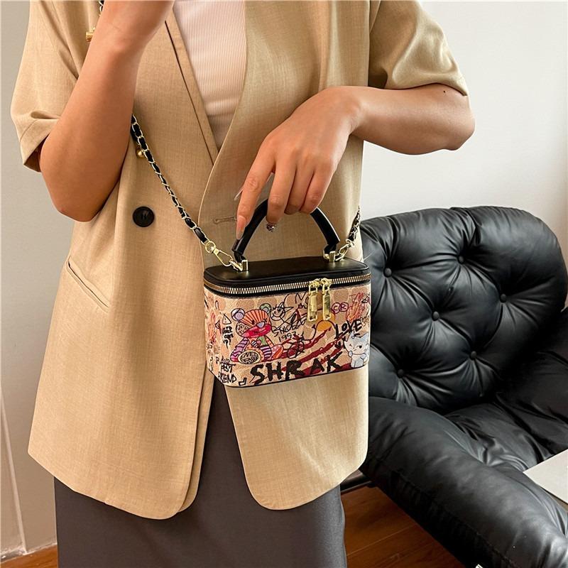

Премиальная сумка-ведро с принтом, новая модная женская сумка, сумка для ланч-бокса, контрастный цвет, сумка через плечо на одно плечо, сумка, женщина 9cm*12cm*18cm