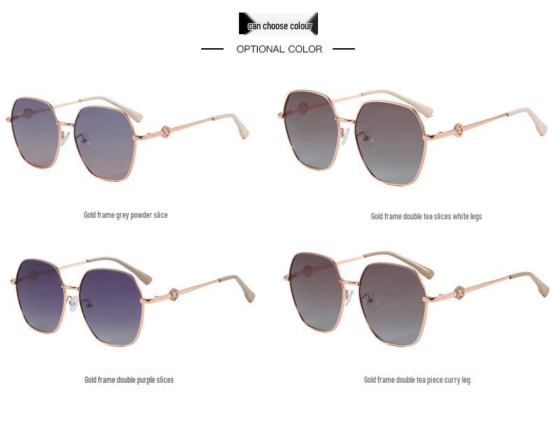 European & American Fashion Polygonal Polarized Sunglasses - UV Protection Metal Frame for Women