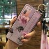 Durable Wristband Phone Case For HTC Desire 20 Plus/D20+ Lanyard Back Cover Shockproof Flower Soft case Fashion Design