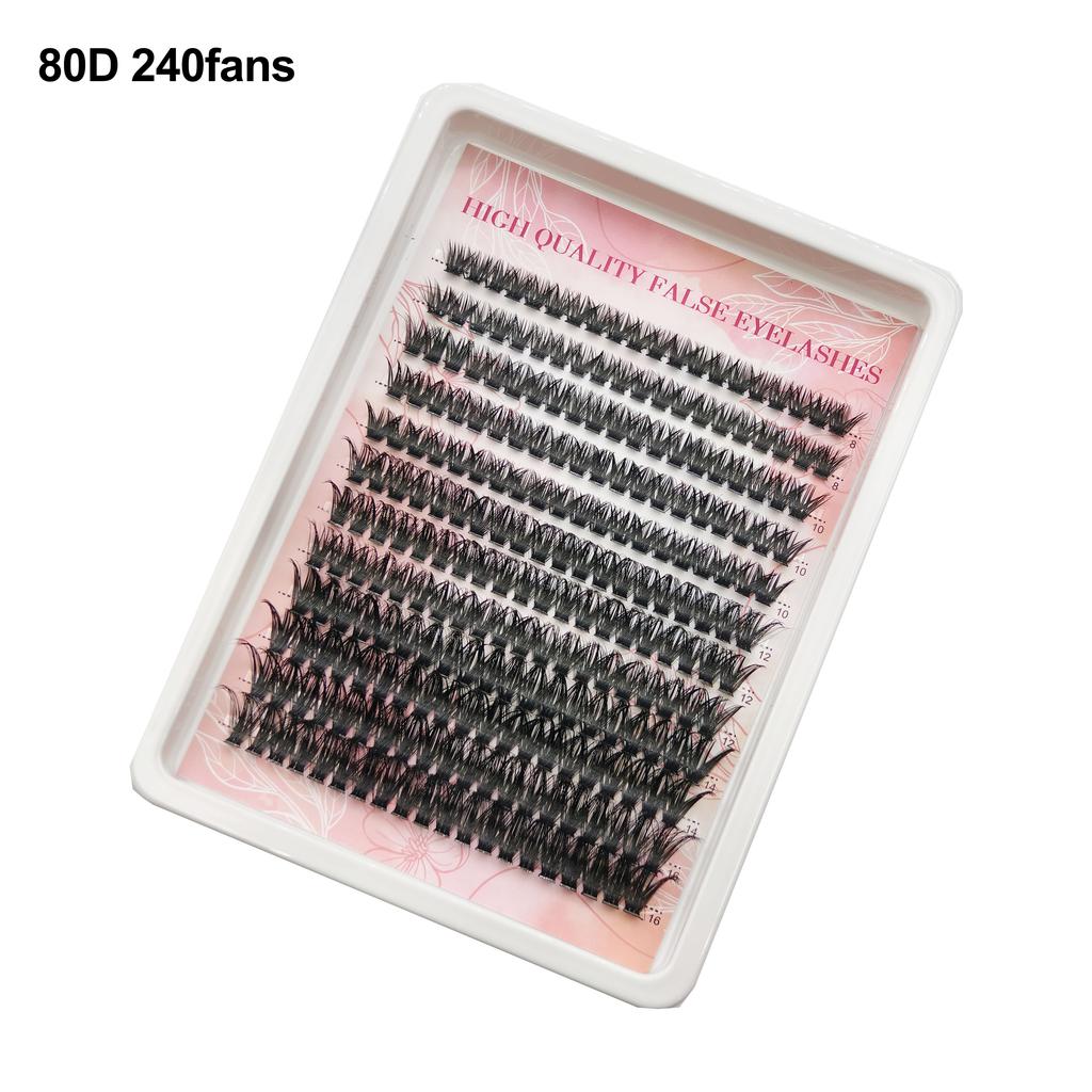 HOLLYLASH 240/640 Clusters 30D-100D False Eyelashes Natural&Thick & Fluffy 8-16mm Mix Length DIY At Home Cluster Eyelash Makeup