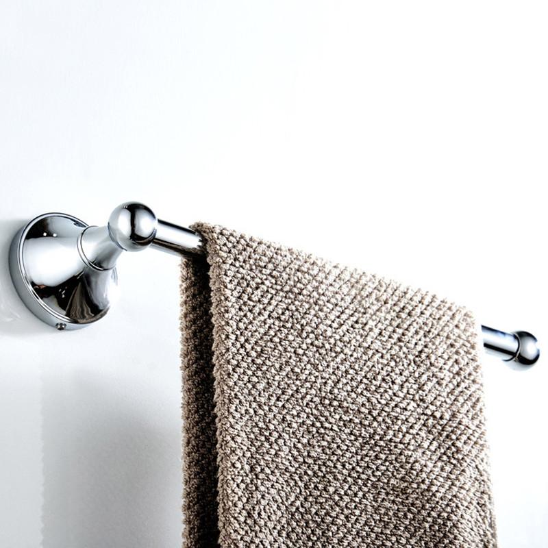 

New electrosilvering Towel Hanger Wall Mounted Towel Rack Bathroom Brass Towel Bar Rail accessories Embossed single chassis серебряный