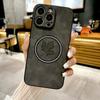 Retro Leather Maple Leaf Case For iPhone 16 15 14 13 12 11 Pro Max Plus iPhone15 iPhone14 ProMax For Magsafe Magnetic Charge Covers