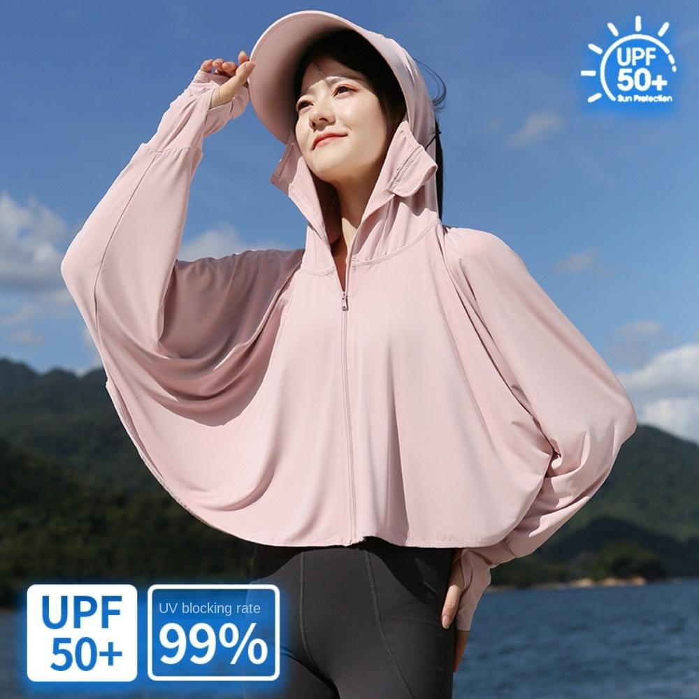 

Solid Color Sun Protection Clothing Long Sleeve Summer Sunscreen Shawl Ladies синій