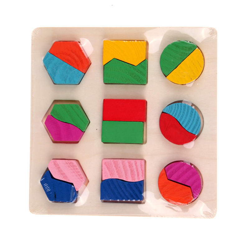 Kids Baby Wooden Learning Geometry Educational Toys Puzzle Montessori Early Learning Free  Shipping
