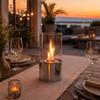 Party Decorative Table Fireplace Smokeless Ethanol Fire Pit Stainless Steel Base and Tempered Glass Two Use for Candle Holder