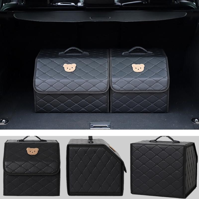 Foldable Car Organizers Box With Adjustable Dividers Nonslip Base For Travel & Groceries Everyday Use Outdoor Activities