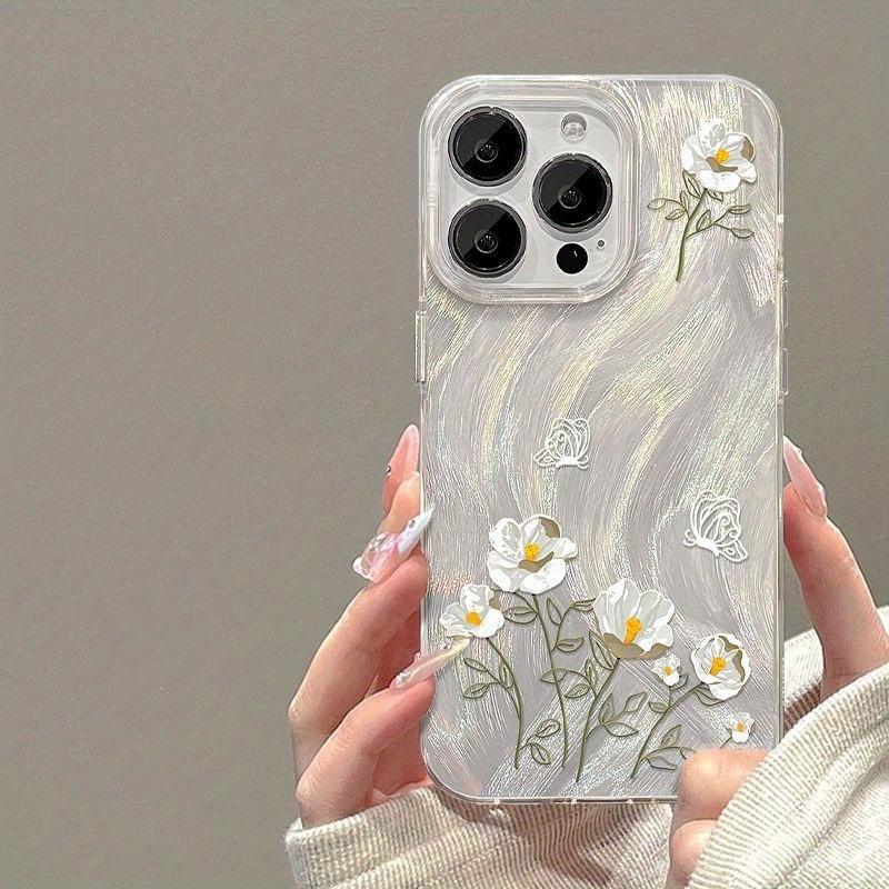 Trendy Gold Foil Flower Protective Phone Case For iPhone 17 Air 16 16e 15 13 12 11 Pro Max Pro Plus Lightweight Funda Cover
