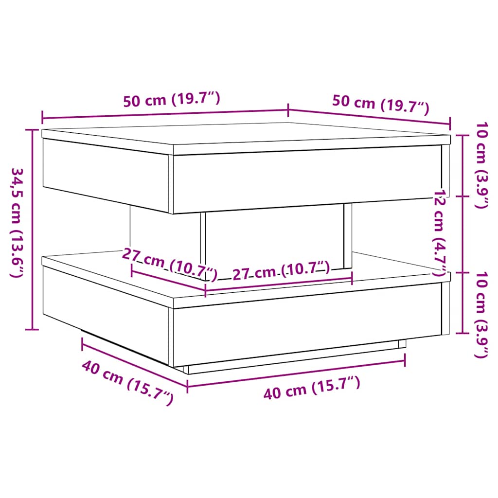 Rotating Coffee Table 360 degrees Swivel White 50 x 50 x 34.5 cm