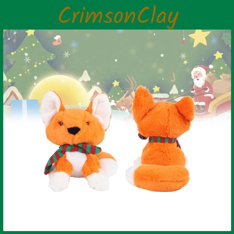 Cozy Christmas Fox Plush Toy With Soft Short Plush And Colorful Scarf Gift For Holiday Cheer