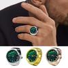 Cadran vert rond bague montre élastique en acier inoxydable bande élégante hommes femmes Couple montre bague cadeau d'anniversaire accessoires de mode