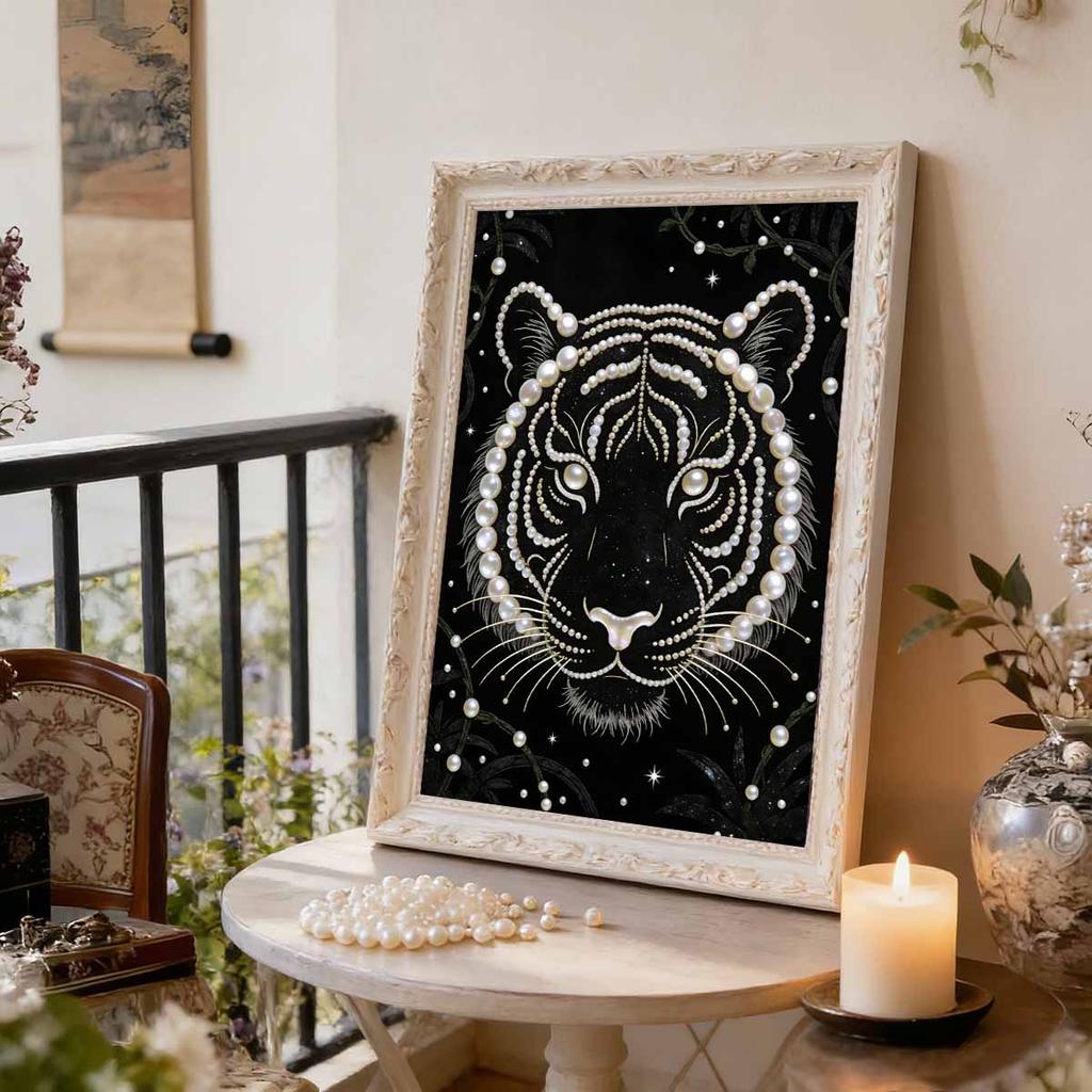 DIY Tiger Pearl Art Painting for Adults/Beginners Gift Home Decor Pearl Gem Paintings Picture Arts Craft 30x40cm Without Frame