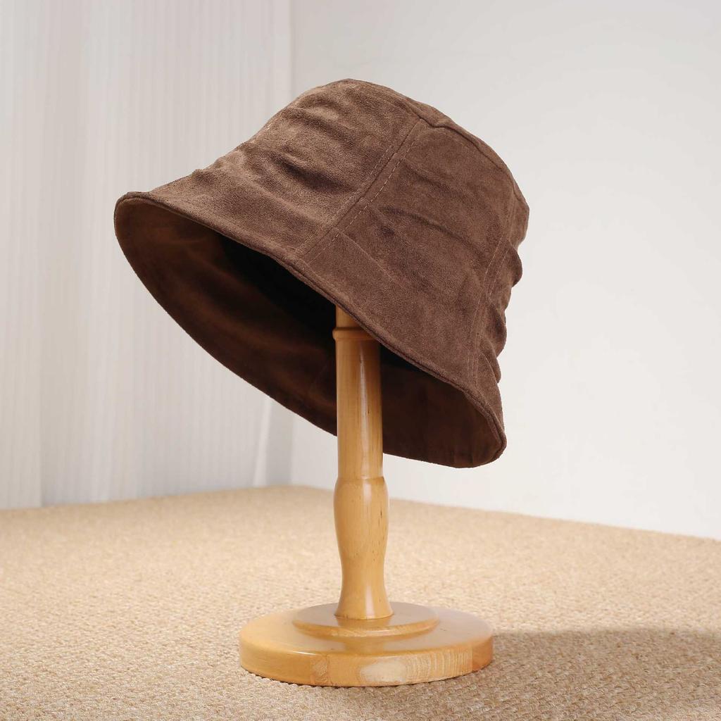 Retro Pleated Suede Fisherman's Hat Children's Versatile Face Small Bucket Hat Literary Temperament Basin Hat