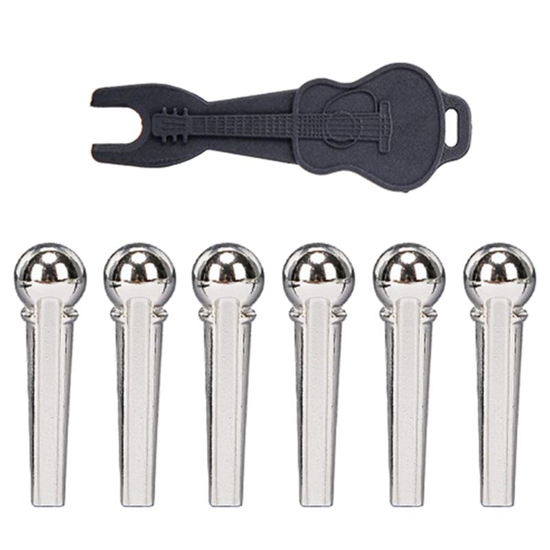 Acoustic Guitar Bridge Pins with Bridge Pin Puller Set Bass Guitar Bridge Pegs Stringed Instruments String Nail Remover