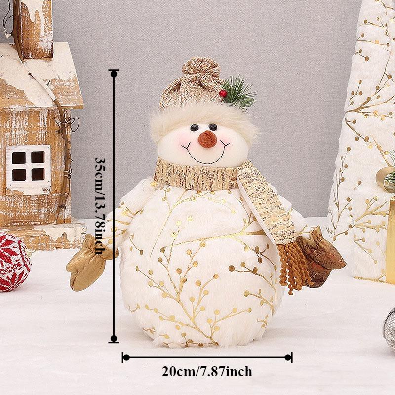 Plush Snowman Decoration Set - Snowman with Pointy/Double Hat - Christmas Decorations, Soft and Festive Table Decorations
