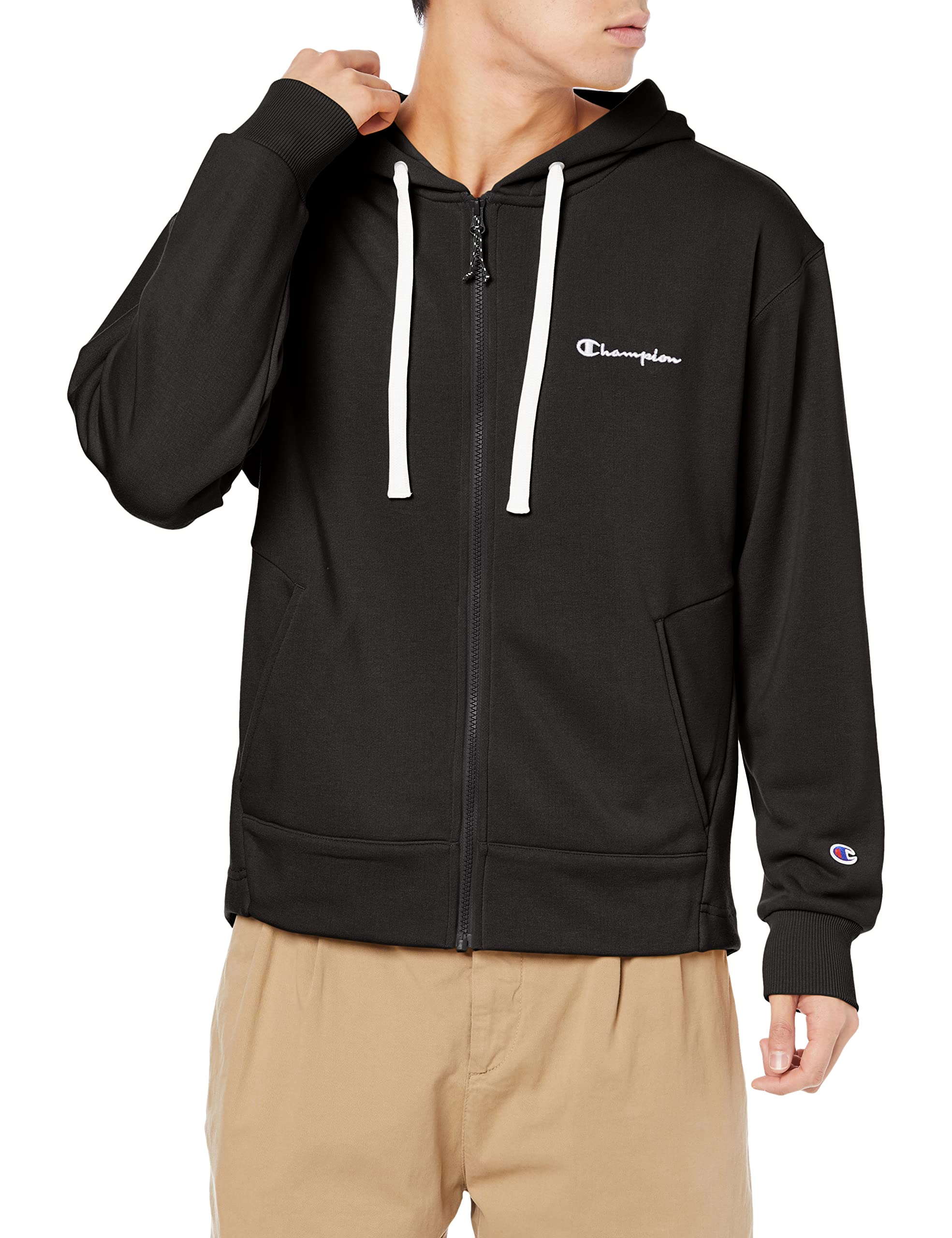 

Мужская толстовка Champion Sports Stretch с логотипом Script, свободного кроя, на молнии, с капюшоном, размер M, черная, (C3-VS102) чёрный