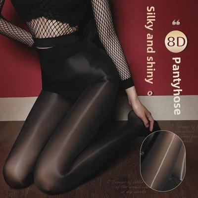Sexy punčocháče Manyan 8D s vysokým pasem a uzavřeným rozkrokem, lesklé, WZ7221