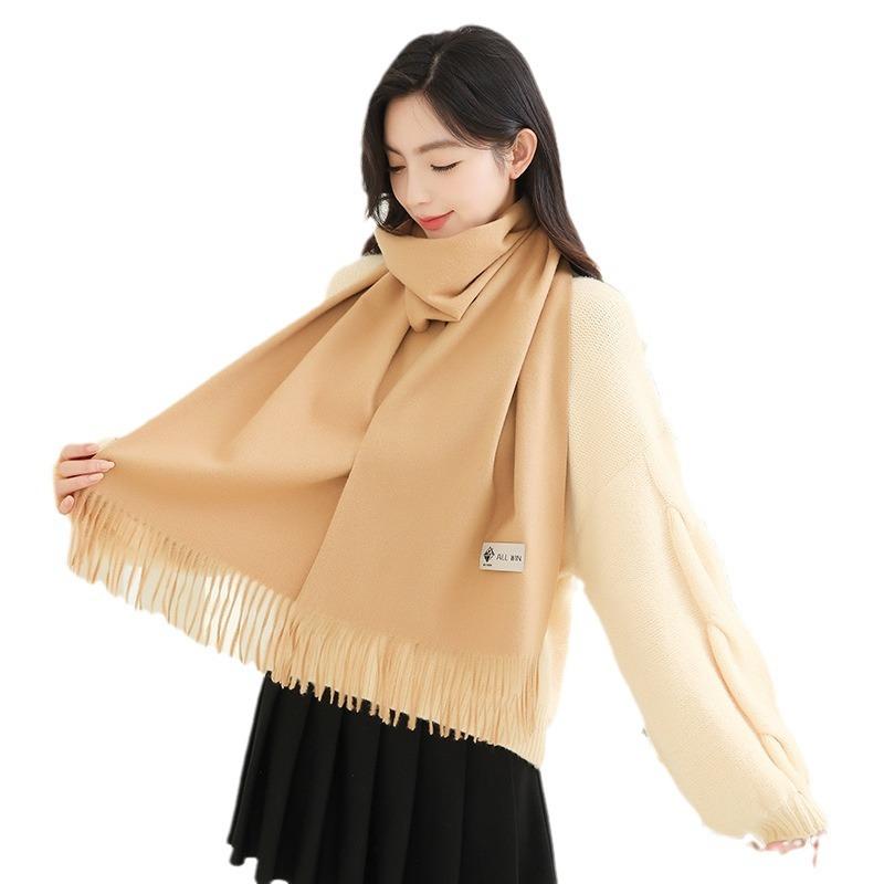 Cashmere Scarf Women's Winter Thickened Imitation Cashmere Scarf Versatile New Men's Shawl Solid Color Wool Scarf