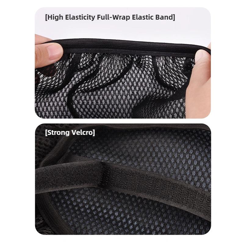 Motorcycle and scooter seat covers, grid protective pads. 3D mesh fabric seat covers, anti-slip, breathable, waterproof.