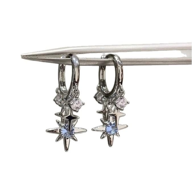 Niche Fashion Cold Wind Design Sense Octagram Ear Buckle Women, Light Luxury Sweet Cool Personality Earrings Temperament Earrings