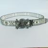 Versatile Male Female Skull Rivet Waist Belt with Rhinestone Buckle Adjustable