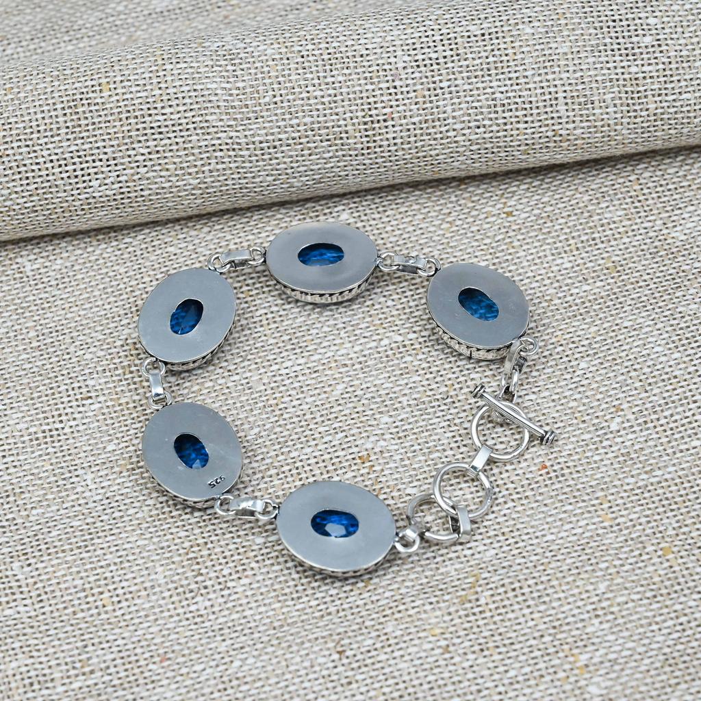 Tanzanite Gemstone Handmade Solid 925 Sterling Silver Jewelry Anniversary Bracelets For Her