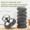 Stainless Steel Cleaning Brush with Handle Metal Scrubber Ball for Kitchen Pot Dish Washing Cookware Cleaning Tool