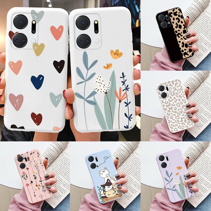 Case For Honor X7a 6.75 inch Cute Heart Flower Back Cover Soft Silicone Matte Protective Funda For Honor X7b X7c X7d X8b X8c TPU