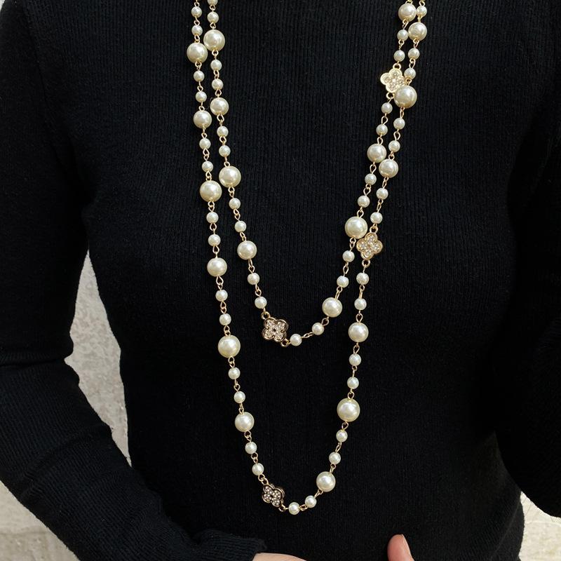 Ожерелье женское длинное хрустальное полное бриллиантовое травка удачи шнурок с корейским темпераментом универсальное декоративное подвеска цепочка на свитер