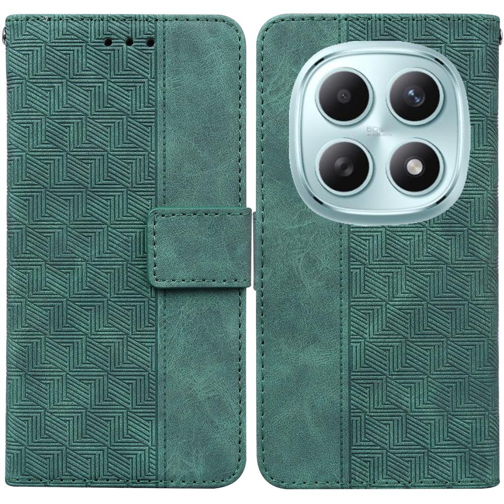 For Xiaomi Poco M8 5G/Redmi Note 15 5G (Global) Case Geometry Pattern Leather Wallet Phone Cover with Wrist Strap
