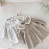 Girls' Korean Corduroy Princess Dress with Lace Lapel and Long Sleeves for Autumn/Winter