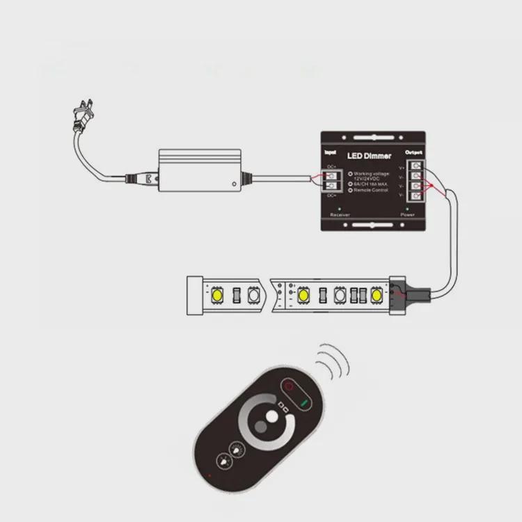 6-Button LED Light Strip Dimmer with Wireless Touch Remote Control