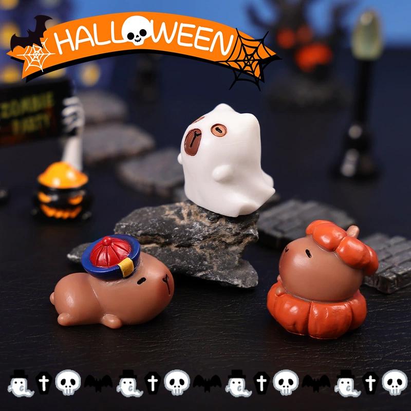Halloween Miniatures Halloween Theme Capybara Ornaments Halloween Micro Landscape Mini Horror Desktop Figurine Decoration