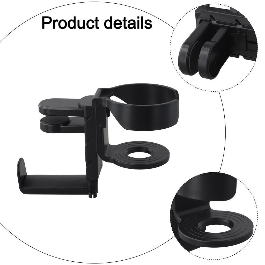 Cup Holder Black Headphone Hanger Efficient Organization Multi-Functional Use Versatile Compatibility Secure Grip