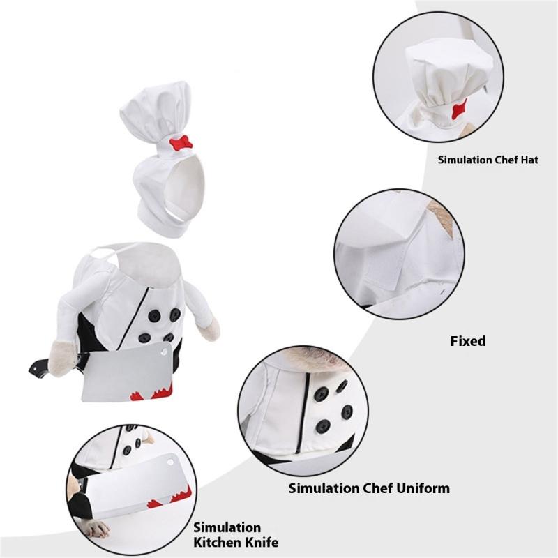 Creative Cook Cosplay Pet Costume with Cutter and Cook Hat Funny Cook Outfit For Dog Cats Daily Wear Halloween Party