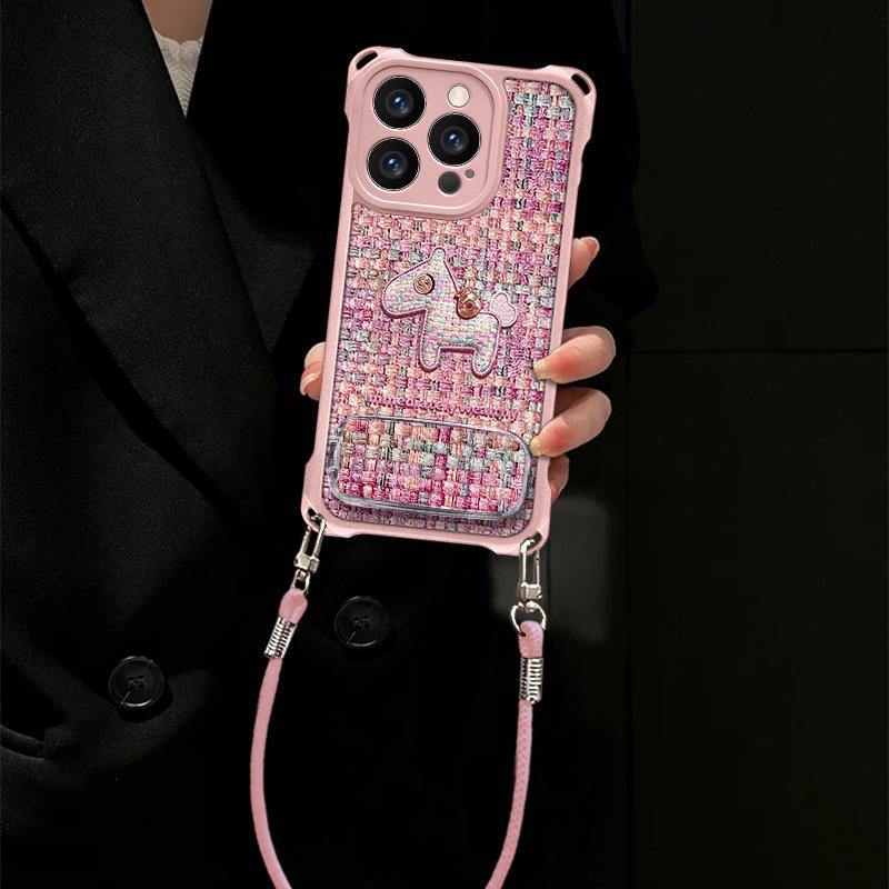 Pony is suitable for Apple 16pro mobile phone case 17 bracket 15/14pro cute 13 anti-drop 12 all-inclusive new women