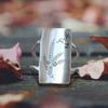 Vintage CopperColor Hand Carving Leaf Bird Women's Ring Square Daily Wear Party Jewelry