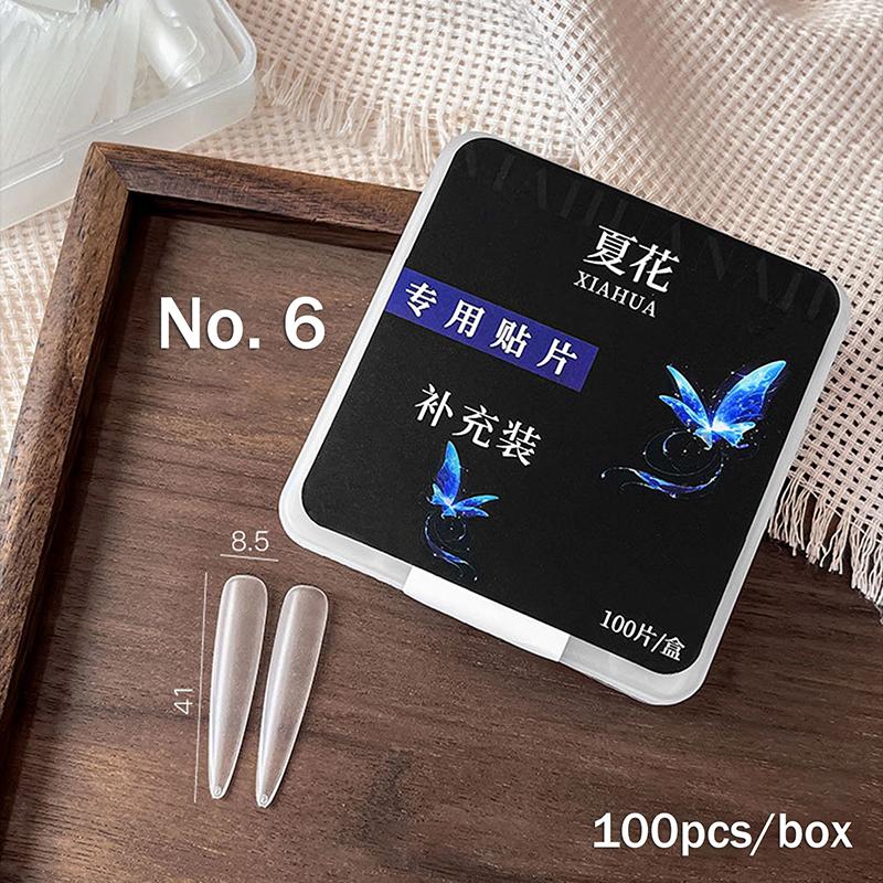 100PCS Full Cover Frosted False Long Stiletto Nail Tips Sculpted Clear Press On Artificial Fake Nails Manicure Salon Supply