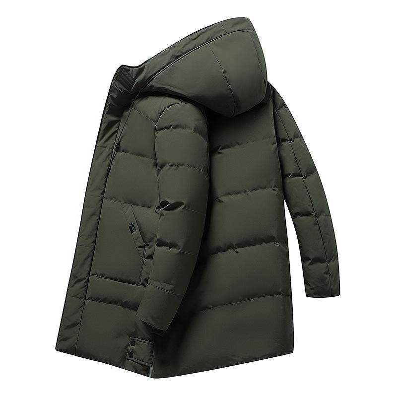 Winter New Thickened Warm Hooded Mid-Length Versatile Over-the-Knee High-End Fashion Versatile Cotton Jacket for Men