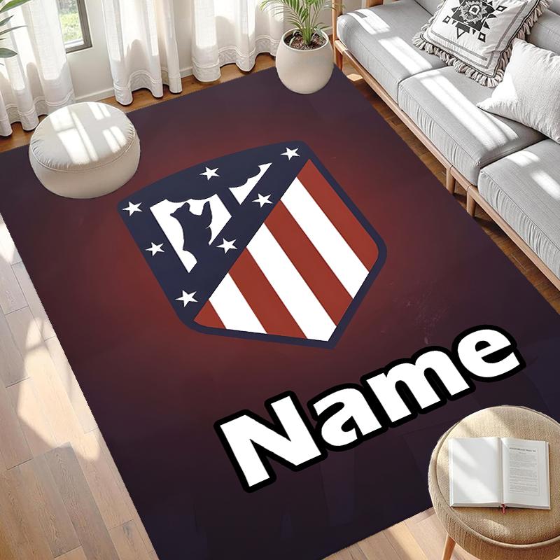 Benutzerdefinierter Name Personalisierter Atletico Madrid Druckteppich, Vielseitiger Heimdekorations-Teppich, für Spielzimmer, Wohnung, Balkon, Eingangsbereich, Flur Geschenk