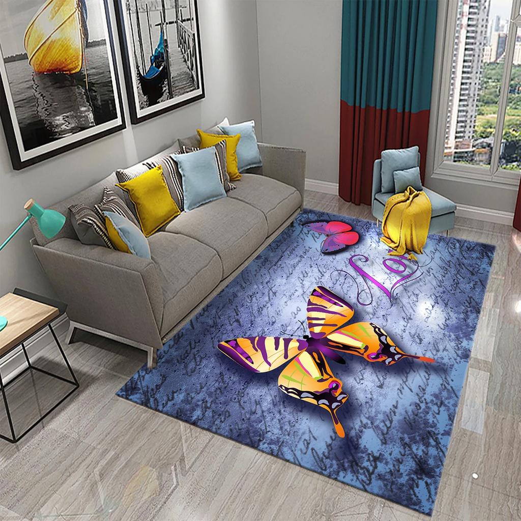 3D bunte Schmetterling Teppich Schlafzimmer Eingang Tür Dekor Matte Innenteppiche Wohnzimmer Fußmatten Badezimmer rutschfeste Teppiche