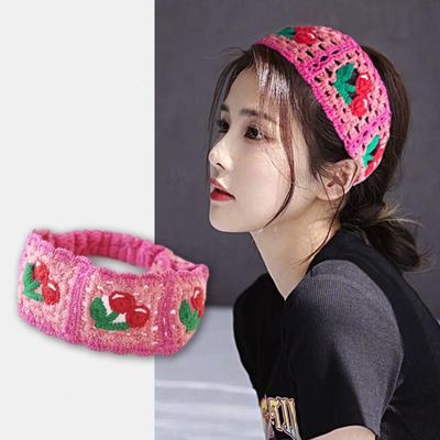 Colorful Knitted Headband Flower Women Hair Scarf Cute Hollow Crochet Bandana  Girls