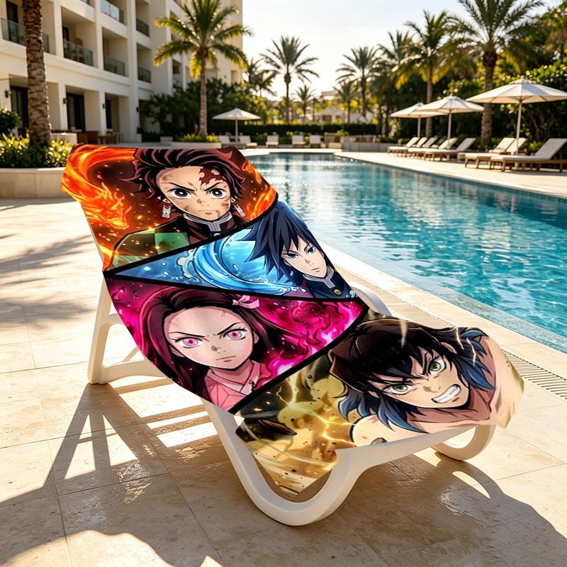 Demon Slayer Print Beach Towel Design, Soft, Lightweight. for Home Bathroom, Spa, Pool, Yoga, Surfing, Camping, Gift for Family, Friend