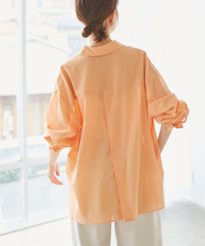 ROPE PICNIC Comfort Series Cool and Cotton Voile Orange Shirt, Breathable, Back-Tuck Shirt, Women's, (70)