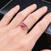 Jewelry Cultivation Ruby Emerald Leaf Ring Niche Design Red Corundum Treasure Ring Women