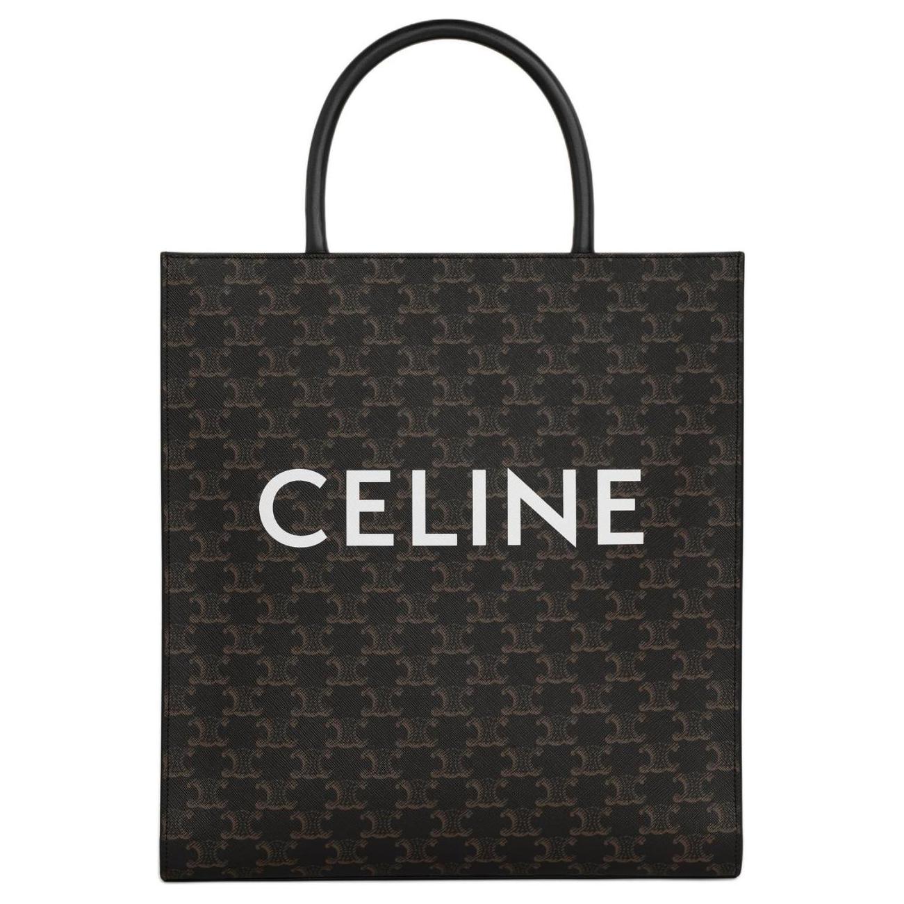 

Celine Cabas Triomphe Allover Letter Print Canvas And Calfskin Tote Bag Women Tote Bags Black 194432CIM-38OG Basic Set (Bag+Dust Bag)