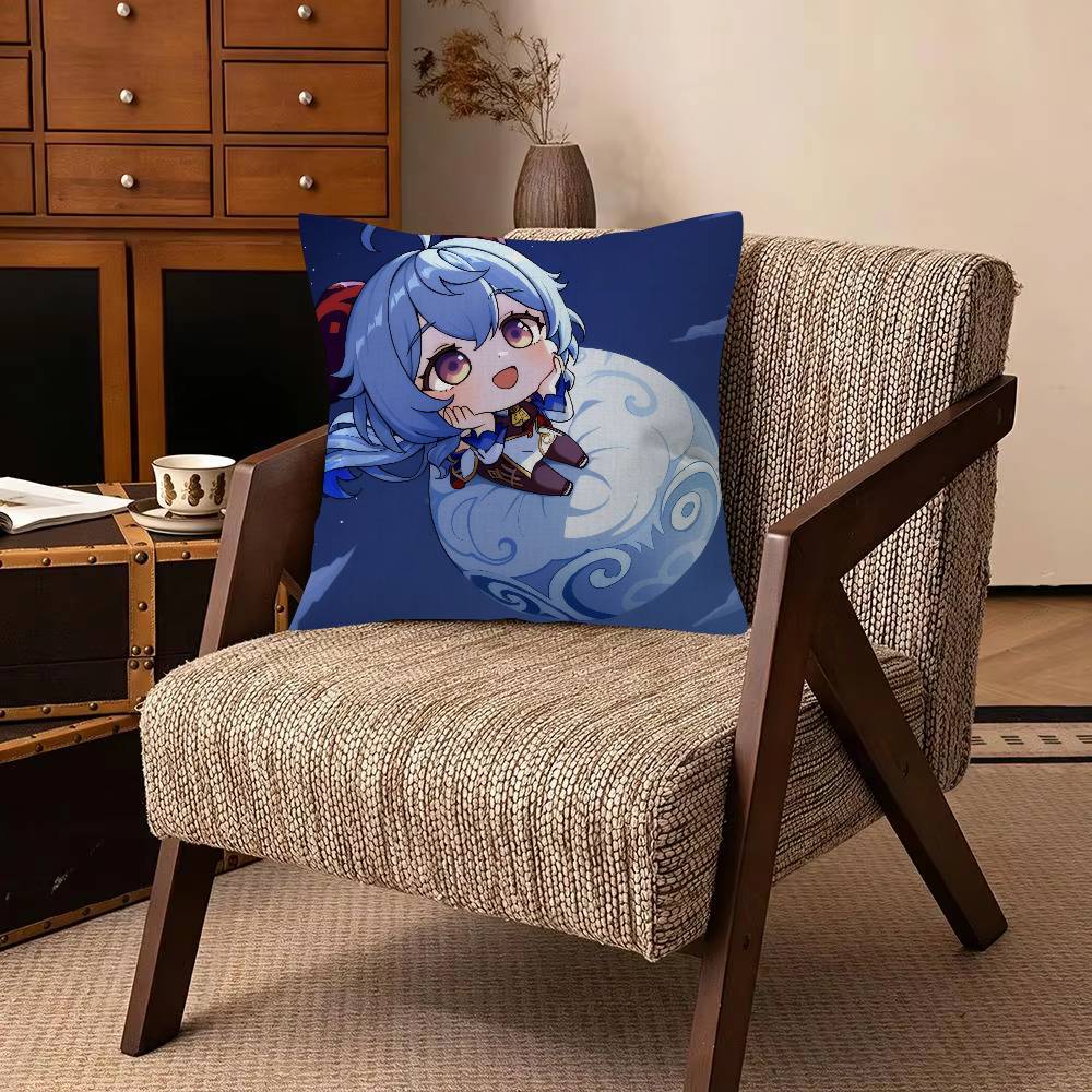 Anime Ganyu Game Decorative Pillowcase Square Pillowcase Home Office Decorative Cushion Cover
