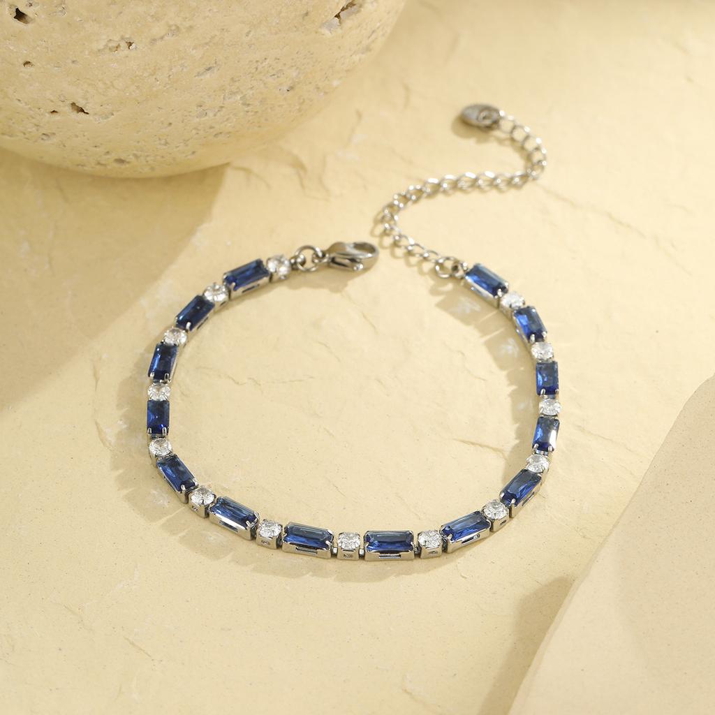 GEMCHIC Women's Stainless Steel Colorful Zircon Bracelet Fashion Luxury Versatile Jewelry for Everyday