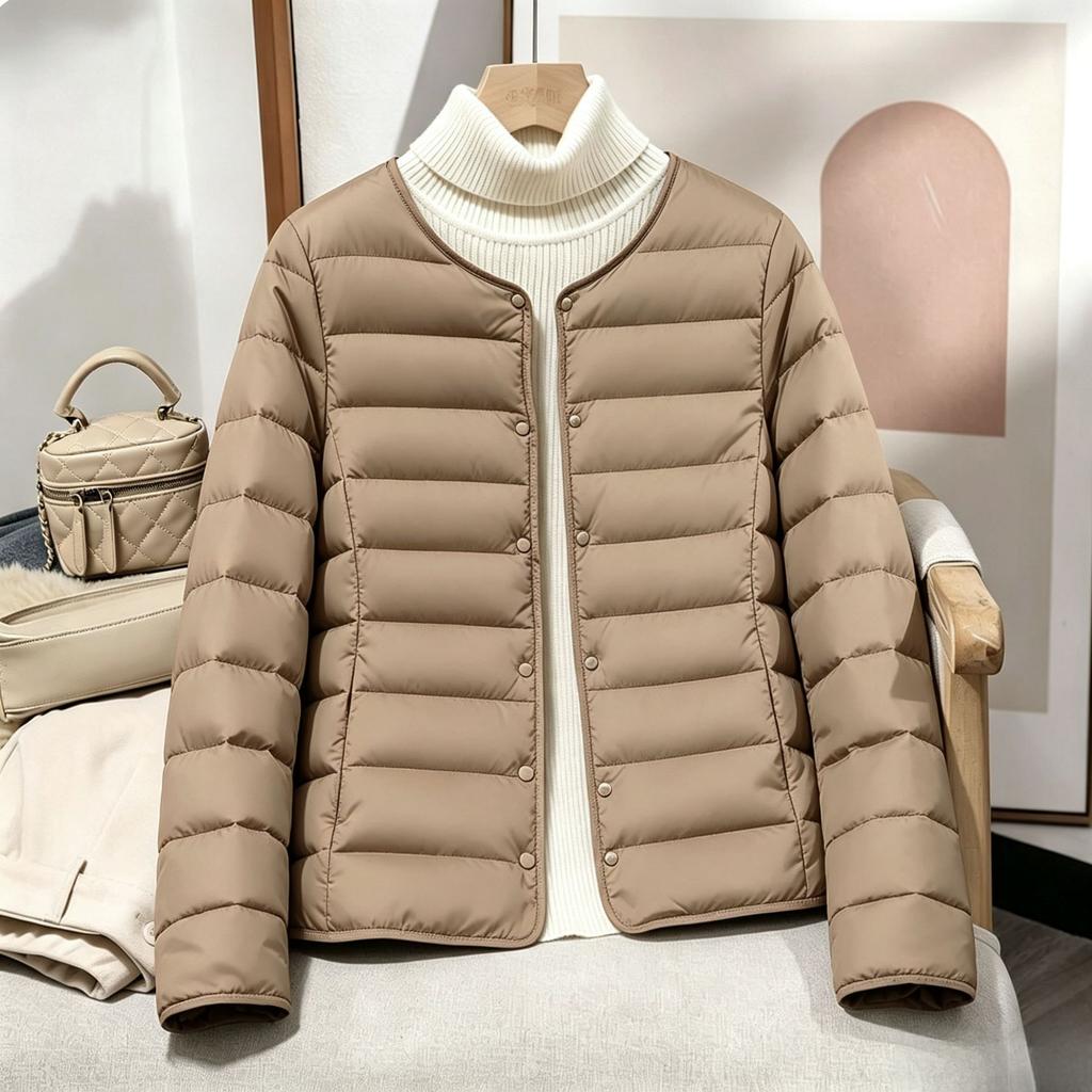 New light and thin crew neck cotton-padded clothes women's short slim-fitting warm liner jacket versatile and thin cotton clothes