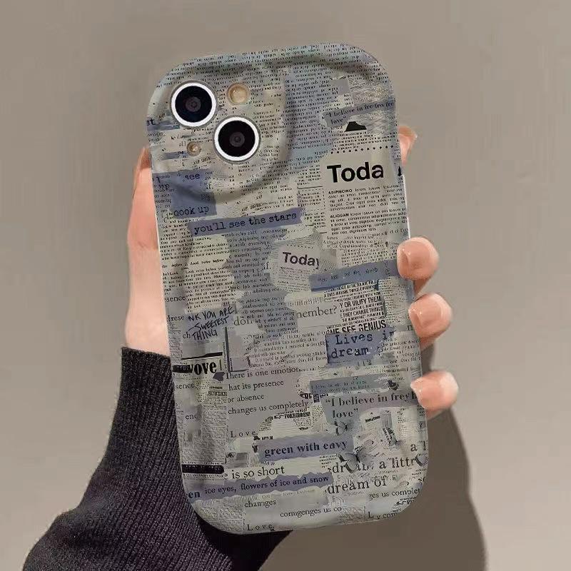 Retro Newspaper Design Phone Case for iPhone 13/14Pro/15Pro/16/17 and Apple 16. iPhone XS